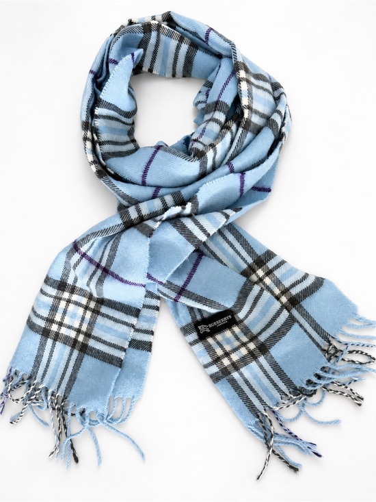 Burberry Other - Vintage Burberrys London Light Blue Nova Check Fringe Scarf